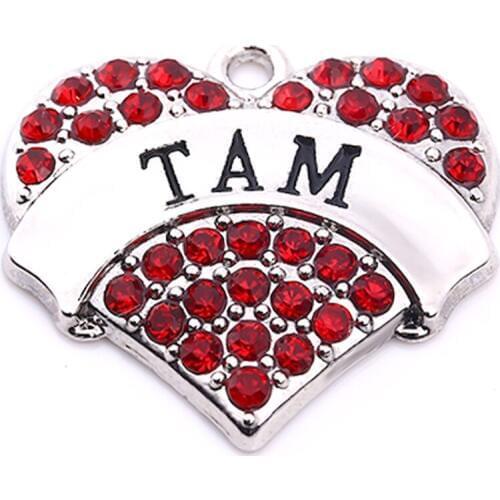 Hot Selling New Arrivalr 20 pcs a lot rhodium plated TAM with red/pink/blue/white crystal heart pendant Drop Shipping