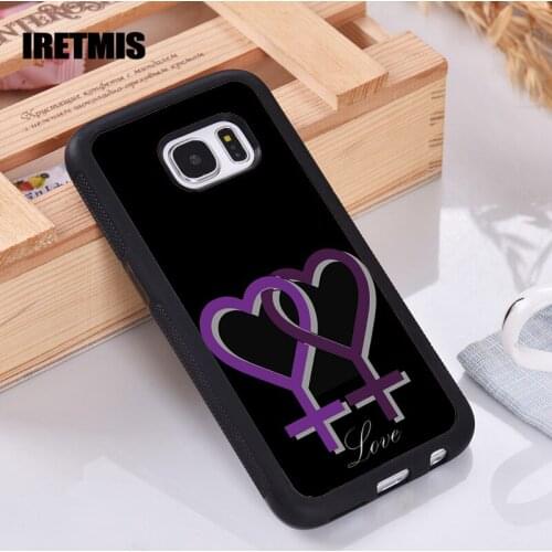 Iretmis Silicone Phone Cover Case For Samsung Galaxy S7 edge S8 S9 S10 LITE S10E Note 8 9 10 PLUS Lesbian Purple Symbols Love