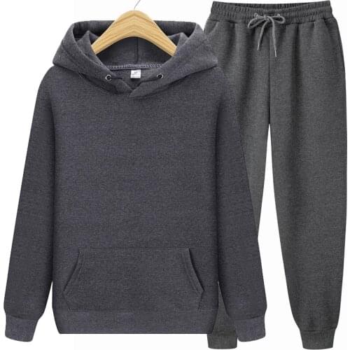 Two Piece Set Casual Fleece Tracksuit men Women Winter Womens Sets Oversized Hooded Long Sleeve Hoodie Sport Pants Lady Suit