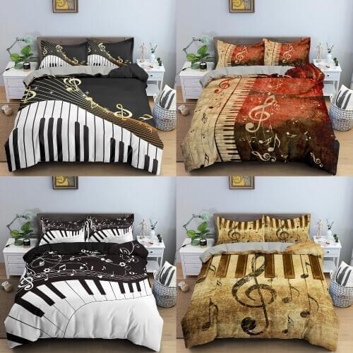 3D Printed Music Symbol Duvet Cover Set Piano Bedding Set Single Double EU/AU/US Bed Linen For Adults Children Bed Cover Linens