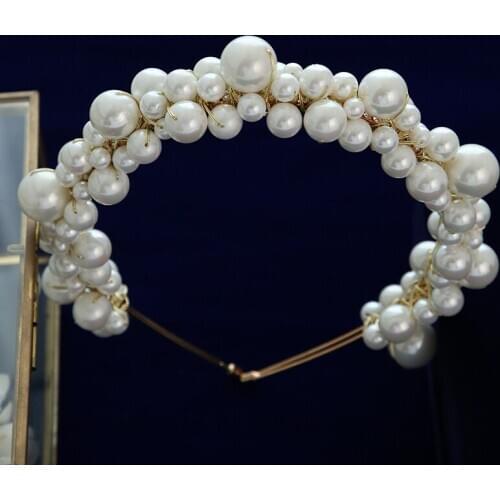 Korean Nature Pearls Brides Hairbands Tiaras Wedding Headband Princess Girls Birthday GiftAccessory