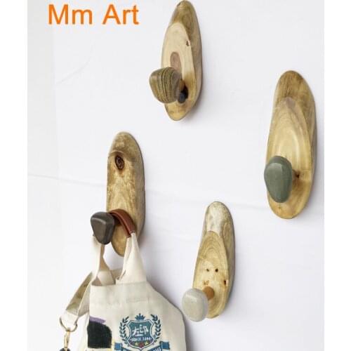 Kunyuan Cobblestone Creative Solid Wood Hook Entrance Entrance Fitting Room Retro