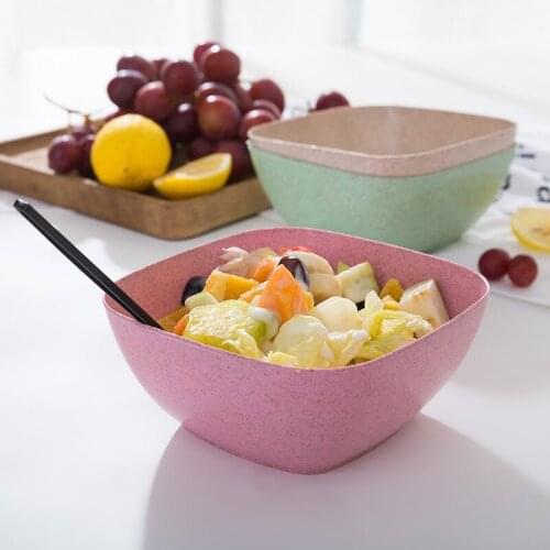 Wheat straw tray household plate square fruit bowl salad bowl solid color plate wholesale