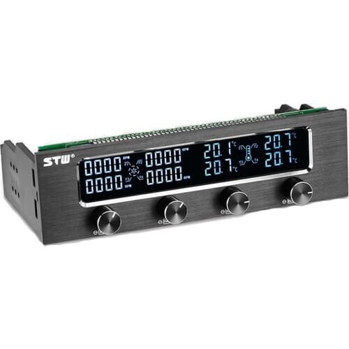 Sunshine-tipway STW Multi-Function PC CPU 4 Channel Fan Controller Speed Control Adjuster LCD Cooling Front Panel