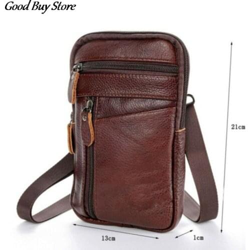 Men Fashion Shoulder Bags Phone Purse Classic Leather Business Bag Storage Vintage Crossbody Pack Male Outdoor Portable Handbag