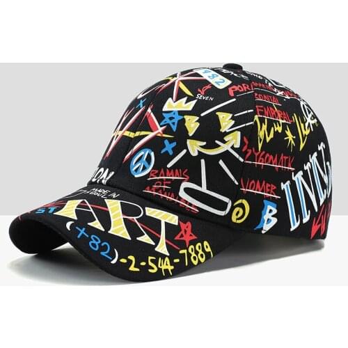 Mens Hats Spring and Summer Tide Brand Personality Street Graffiti Hip-hop Hat Korean Wild Fashion Outdoor Ladies Sun Caps