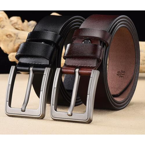 Peikong mens genuine real leather business fashion retro belt alloy pin buckle new buckle mens jeans wild belt free shipping