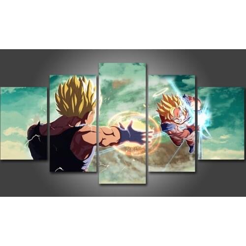 New 5 piece canvas art HD Dbz Goku Vs Vegeta Canvas Painting artl decorations for home Poster For Linving free shipping\C-771