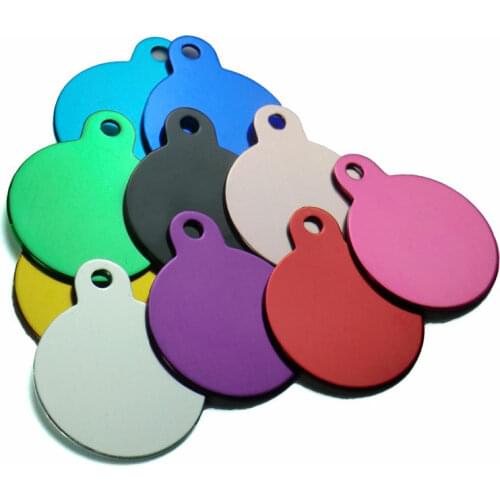 Wholesale 100Pcs Round Dog ID Tags Personalized Engraving Pet ID Tags Tag Cat Aluminum Customized Name Address Phone Text ID Tag
