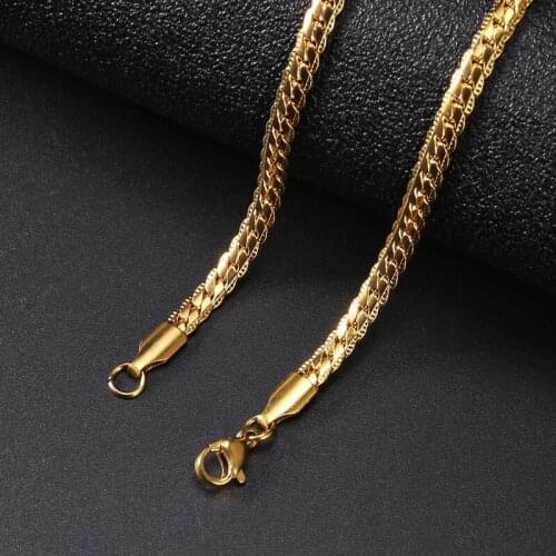 Wholesale Jewelry -- 50 cm 316L Titanium steel Long Small ( 4 mm ) Snake Necklaces for Wome Men No Fade Gold / Whi