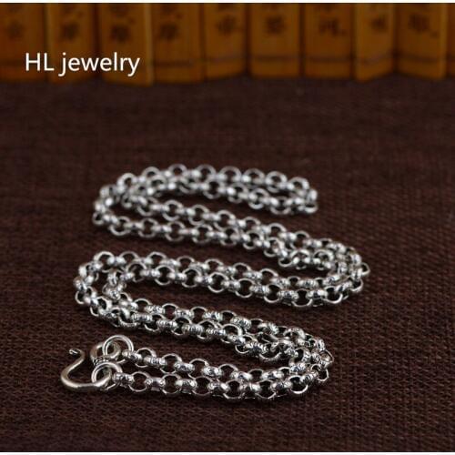 70cm 100% Real Pure 925 Sterling Silver Jewelry Necklace 6MM Thickness Chain Men Gift Thai Silver Long&Choker Fashion Necklace