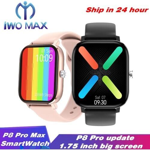 P8 PRO MAX 1.75 inch screen DT36 SmartWatch Men Full Touch Fitness Tracker Blood Pressure Smart band Women GTS Style PK DT35 DTX