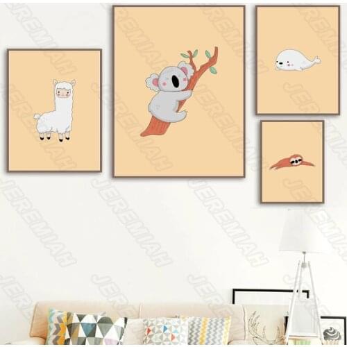 Cartoon White Whale Kara Animal Poster Nordic Style Waterproof Ink Canvas Print Painting Modern Bedroom Wall Stickers