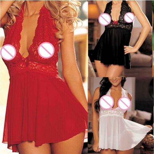 Plus Size Sexy Women Lace Night G-string Sexy Underwear Babydoll Sleepwear Sexy Hot Erotic Dress M XXL XXXL