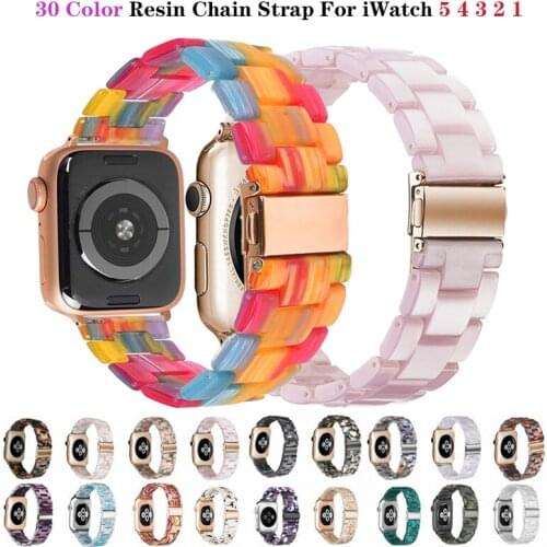 Resin Strap for Apple Watch Band SE 6 5 4 40mm 44mm Chain Bracelet for IWatch Bands Series 6 3 2 38mm 42mm Replacement Watchband