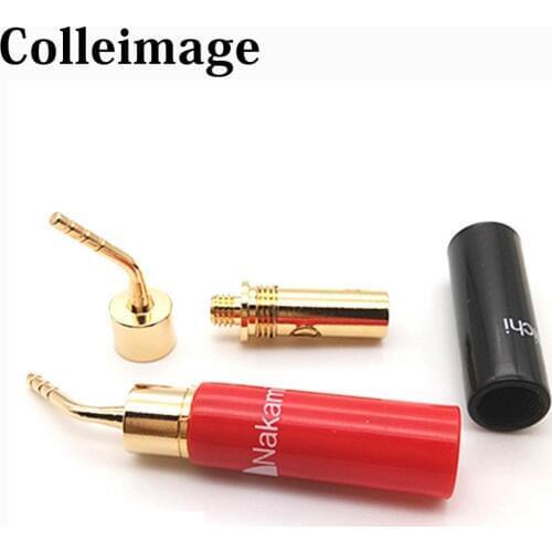 Colleimage Hifi 2mm Banana Plug Nakamichi Gold Plated Speaker Cable Pin Angel Wire Screws Lock Connector For Musical HiFi Audio