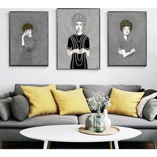 Nordic Art Graffiti Girl Poster Vintage Wall Decoration Women Painting Canvas Print Wall Pictures For Living Room Decor No Frame