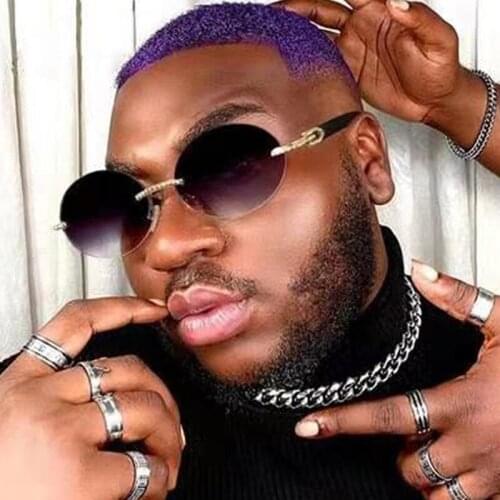 Vintage Wood Grain Small Round Sunglasses For Men New Fashion Hip Hop Sun Glasses Women Rimless Gradient Eyewear Black Bronw