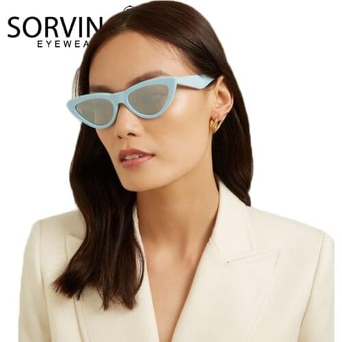 SORVINO Designer Triangle Cat Eye Sunglasses 2020 Women Luxury Brand 90s Retro Bling Cateye Sun Glasses Candy Black Shades SN245