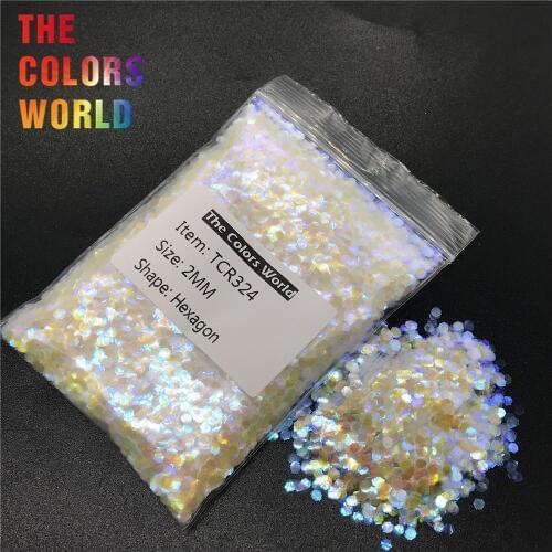 TCR324 White Iridescent Rainbow Hexagon Shape Nail Glitter Nail Art Decoration Face Glitter Makeup Body Paint Henna Handwork DIY