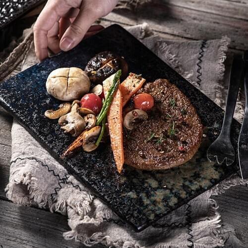 Japanese ceramic sushi sashimi plate plate Western steak plate rectangular plate plate cold dish fish plate barbecue plate