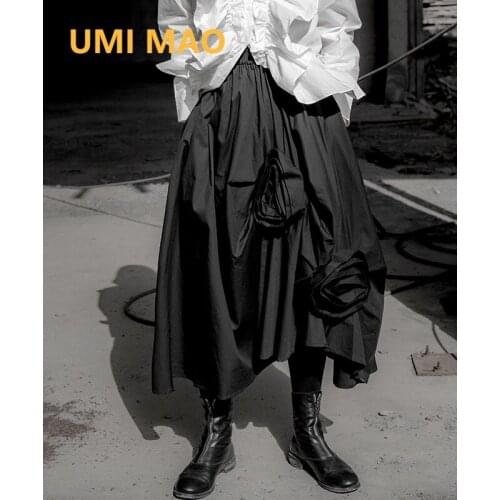 UMI MAO Spring Dark Wind Skirt Female Loose Version Niche Designer CDG Wind Irregular Flower Skirt Y2k Gothic Clothes