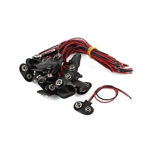 30pcs 9V Battery Snap Connector Clip Lead Cord Wires Holder Black 17cm Length Free shipping