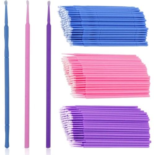100pcs/lot Disposable Eyelashes Individual Lashes Removing Cotton Swab Micro Brushes Applicators Eyelash Extensions Makeup Tools