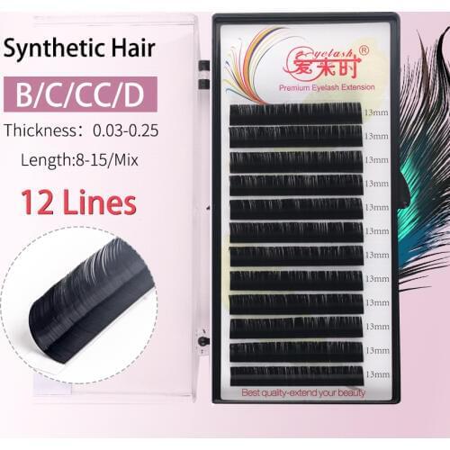 12Lines/Box Individual Eyelashes Extension Natural Faux Mink Eye Lashes Handmade Russian Silk Volume maquiagem Grafting Eyelash