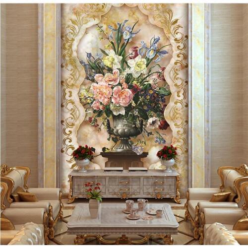 Custom 3D Stereoscopic Wallpaper Modern Wall Murals Living Room Wallpaper Decoration Entrance Hallway Oil Painting Flowers Mural