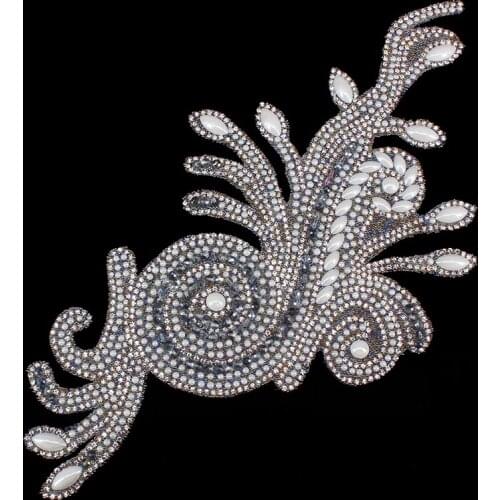 Beaded Crystal Motif Rhinestones Hox-Fix Iron on Patches Applique Sticker Sewing Accessories for Bag Clothes Design 5piece T1516
