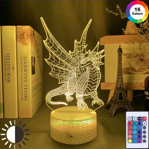 Acrylic 3D Western Legendary Creatures Wyvern Night Light For Kids Home Bedroom Decor Neon Sign Bedside Table LED Anime Light
