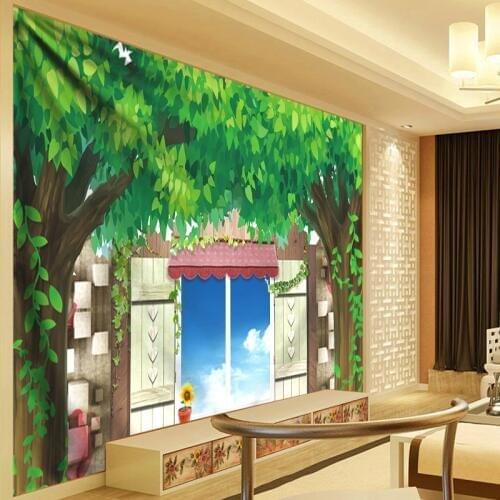 Anime Forest Tree Tapestry Living Room Decorative Wall Hanging Boho Dorm Decor Green Leaves Plant Hippie Psychedelic Tapestries