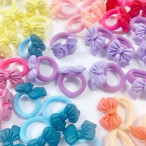 10pcs/bag Mini Baby Elastic Hair Band Heart Star Hair Tie Kids Bow Hair Rope Kawaii Kids Rabbit For Girls Hair Accessories