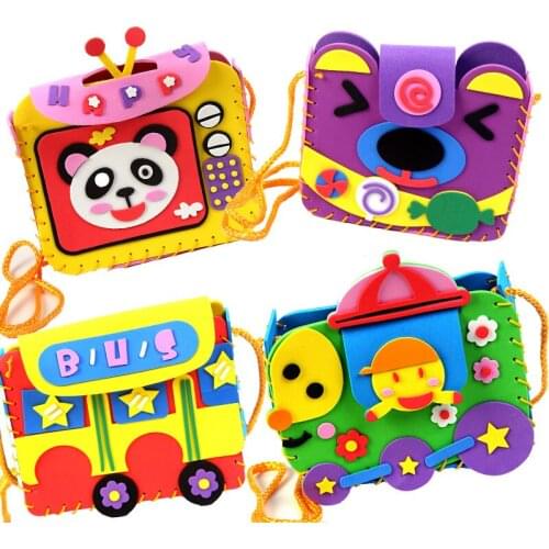 Kids DIY sticker toys EVA material bag cartoon bag kindergarten childrens toys girl handmade crafts creative toy bag