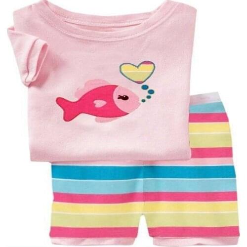 2-7y Childrens Pajamas Set Baby Boys Pijamas Suits Kids Home Clothes Fish Blue Infant Pyjamas Baby Bedgown 100% Cotton PJS H029