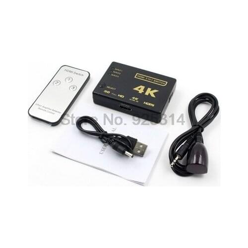 By dhl or ems 500pcs 4K*2K Full HD 3 Port HDMI Switcher 3 IN 1 OUT Hub with Remote Control Splitter Box For HDTV PS4