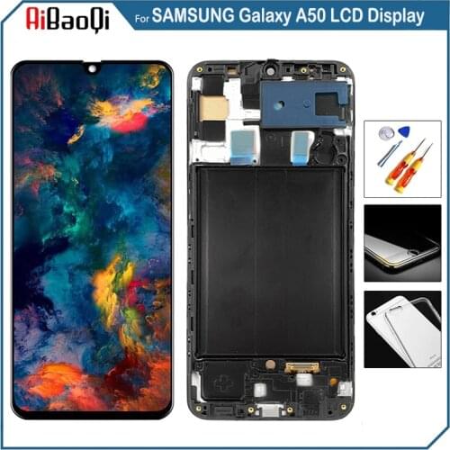 For SAMSUNG Galaxy A50 SM-A505FN/DS A505F/DS A505 LCD Display Screen Touch Digitizer Assembly For Samsung A50 With Frame Replace