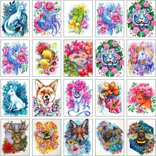 AZQSD Picture Oil Painting By Numebrs Dog Tiger Bird Animal 60x75cm Frame Paint By Numbers Home Decor Gift Wall Art Home Decor