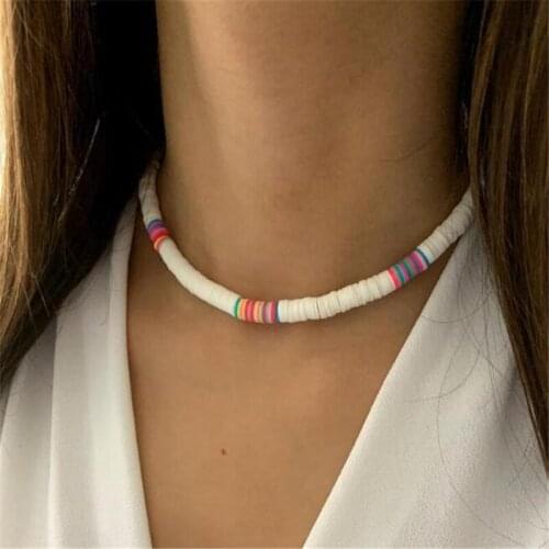 Short Necklace Boho Jewelry Colorful African Necklaces For Women Girls Summer Beach Collar Necklace For Holidays 2 Pcs/Set