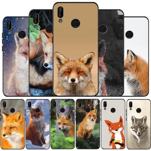 Fox red black Silicone soft Phone Case for huawei P40 P30 P20 P10 Pro P9 Lite Psmart 2019 Y6 Y9 cover