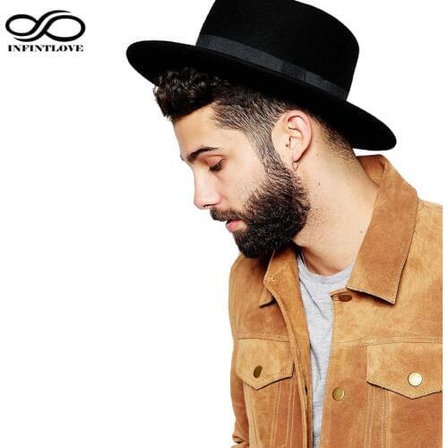 LUCKYLIANJI Vintage Lady Women Elegant Wool Felt Flat Dome Oval Top Bowler Porkpie Pork Pie Hat (One Size: 58cm 7 1/4)