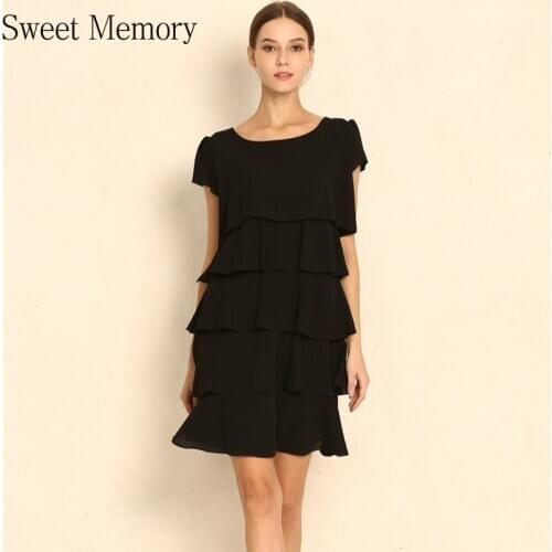 M-5XL Plus Size Chiffon Tiered Casual Prom Dresses Women Blue Black Pink Wine Red Summer Party Vestidos Robe