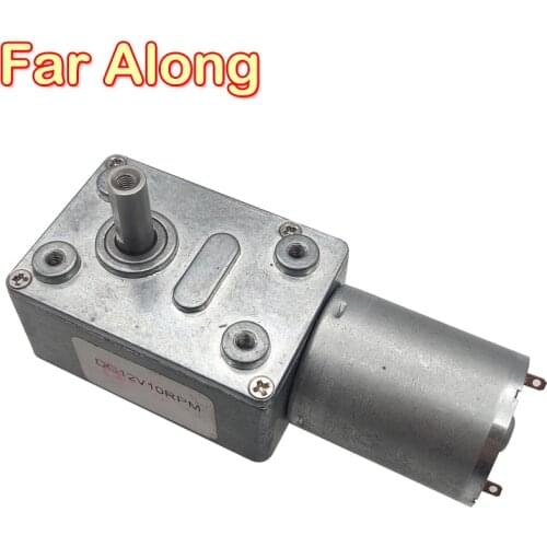 Miniature DC Worm Geared Motor DC 6V 12V 24V Low Speed 6-150RPM Adjustable Speed Reversible Metal Gear Power off Self-locking
