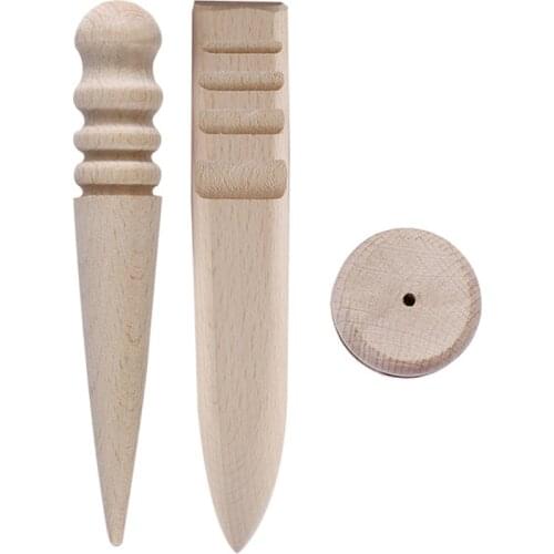 Multi-Size Wooden Leather Polish Tool Solid wood Leather Polished Round rod for Polished Edge Leather Craft Working Tool