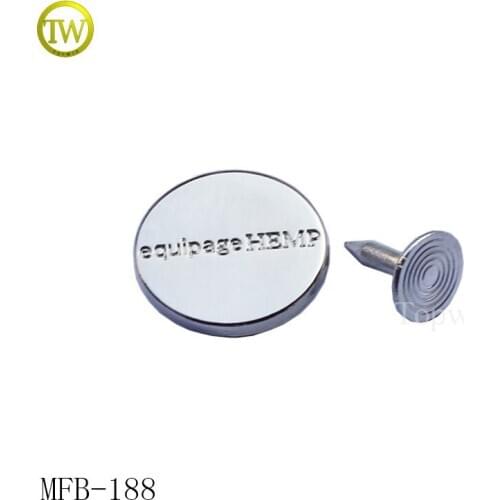 MFB188 Fashion engraved logo alloy shiny silver jeans button metal shank button