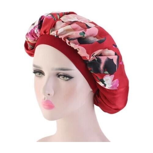 2019 Fashion Soft Beanie Silk Satin Night Sleep Cap Hair Bonnet Hat Head Cover Wide Band Elastic Cap New