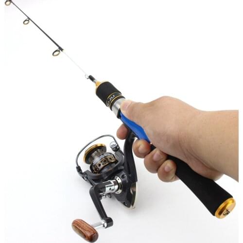 NEW 58cm Winter fishing Rod Reel Combos carbon Spinning Ice fishing rod and reel set Ultra short and portable rod on boat pesca