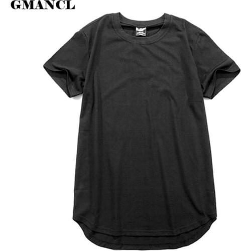 New Men Hipster Street Wear Kanye West Clothing Justin Bieber Clothes Men white T Shirt Oversized Plain Elongated Curved Hem Tee