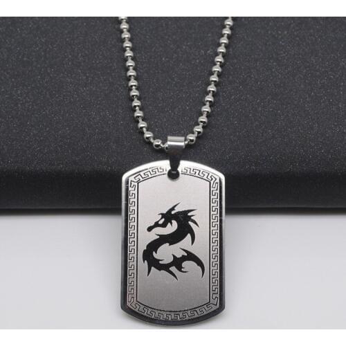 Best friend necklace gothic jewelry necklace men chain stainless steel Steampunk Steel color Pendant Famous brand Dragon mens